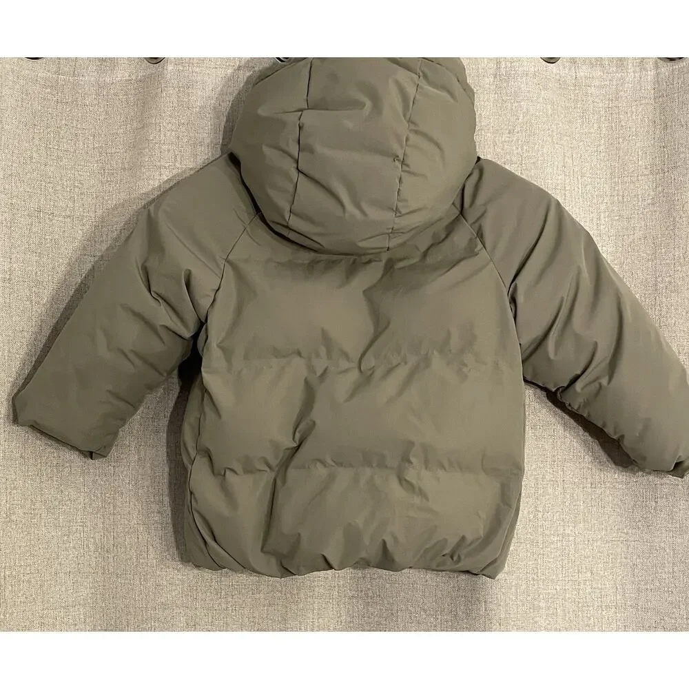 Zara Water-Repellent Quilted Hooded Puffer Coat Size 5 Khaki Green - NWOT